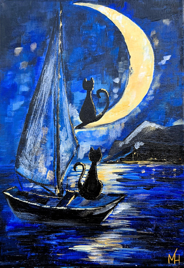 Two Cats, One Moon by Mirjana Vuković Haramija, Image 1.