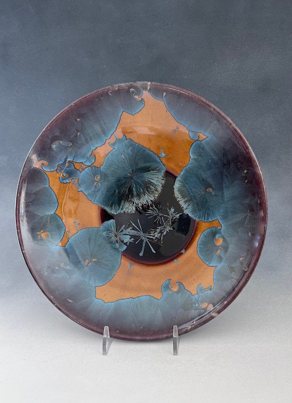 Medium Orange with Blue Crystals Plate by Nichole Vikdal
