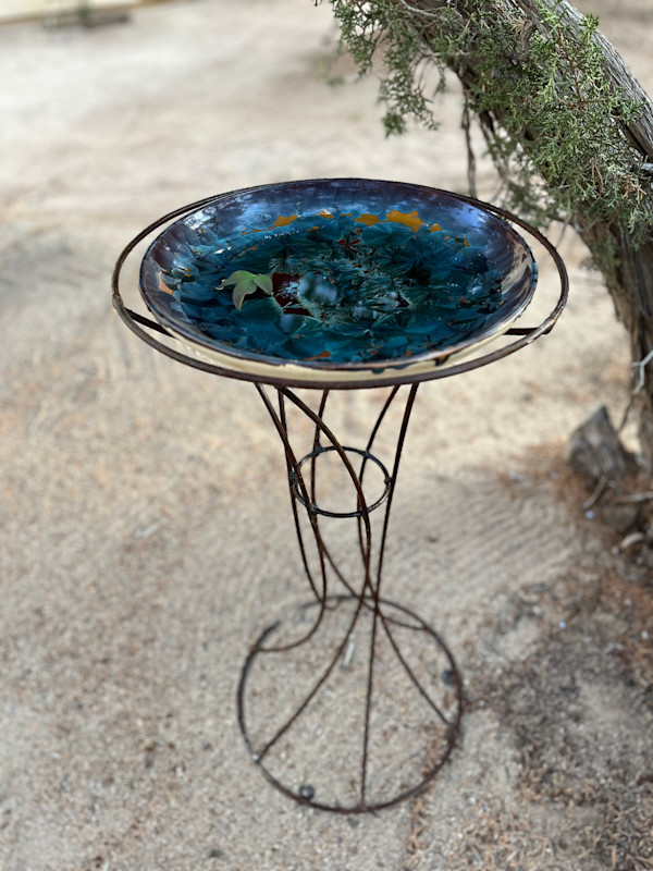 Turquoise Crystalline Birdbath by Nichole Vikdal