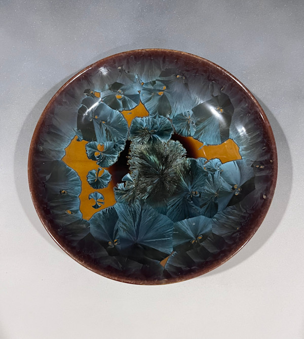 Orange with Blue Crystal Plate by Nichole Vikdal