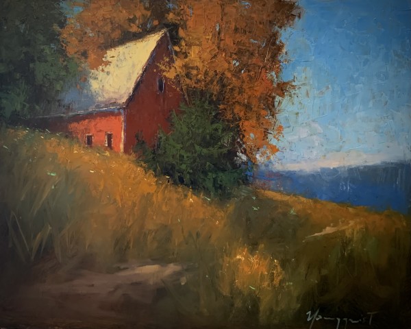 Red Barn and Fall Colors by Romona Youngquist