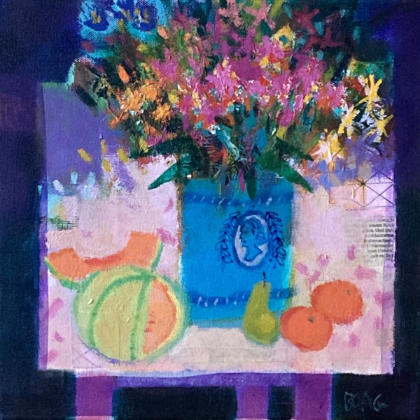 Blue vase and melon by francis boag