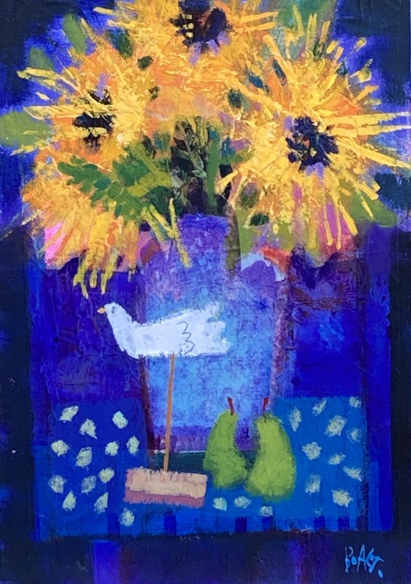 Sunflowers on blue by francis boag