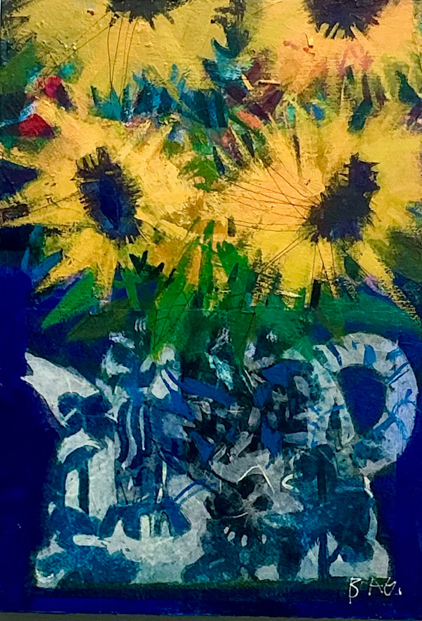 Sunflowers in teapot by francis boag