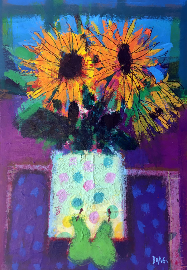 Sunflowers and polka dots by francis boag