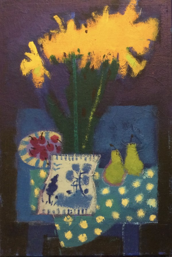 Daffodils and cherries by francis boag