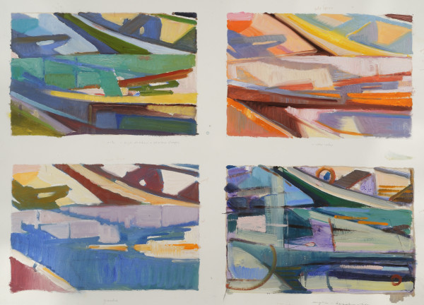 Four Panel Boat Shapes - abstraction study by Phoebe Twichell Peterson