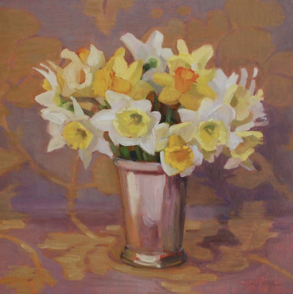 Daffodils on Lavender and Ochre by Phoebe Twichell Peterson