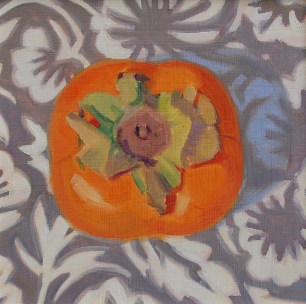 Persimmon on Grey and White Pattern