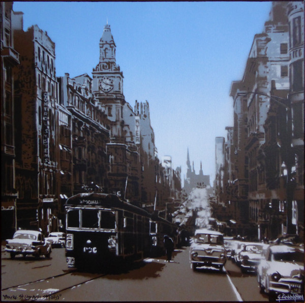 Looking Down Bourke St (towards St.Pats) by Geoff Cunningham