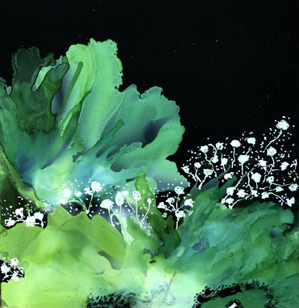 Green Floral Fantasy - Stretched Canvas Print by Debbi Estes