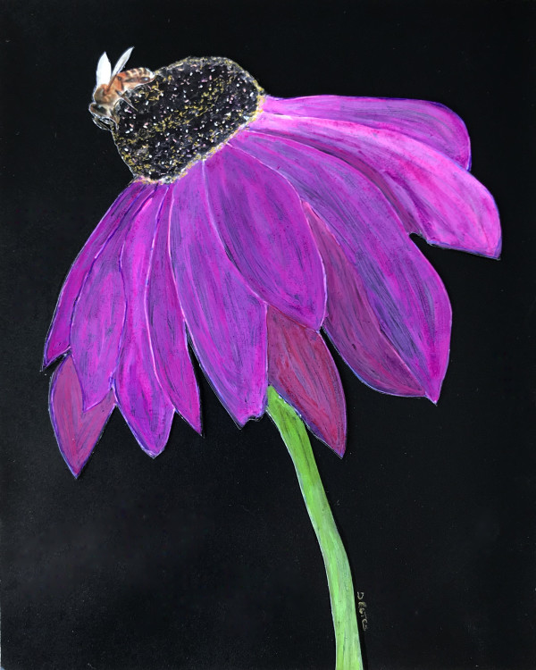 Echinacea with Bee by Debbi Estes