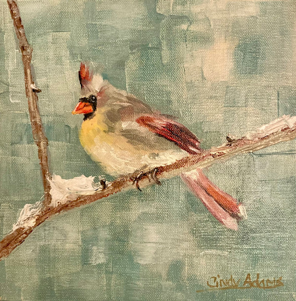 Cardinal in Winter 1 by Cindy Adams