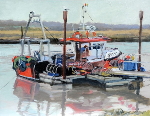 Fishing boat, Southwold harbour, winter light by Andrew Hird