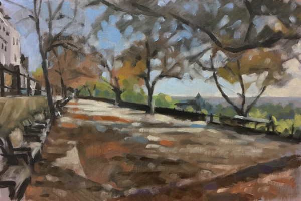 Richmond Hill, autumn afternoon oil study by Andrew Hird