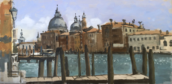 Grand Canal and Santa Maria della Salute, plein air study, midday sun by Andrew Hird
