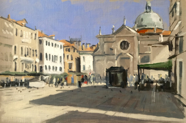 Santa Maria Formosa, plein air study, late afternoon sun by Andrew Hird