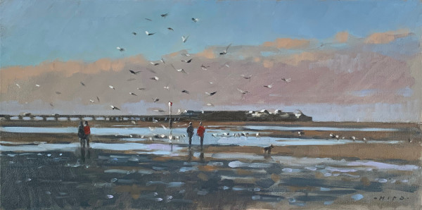 Ryde beach, gulls at low water by Andrew Hird ARSMA