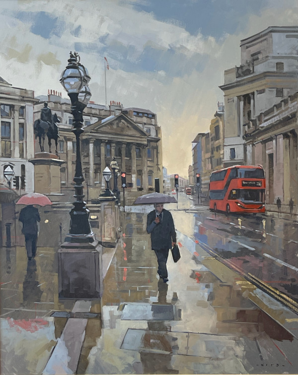 Threadneedle Street, rain by Andrew Hird ARSMA