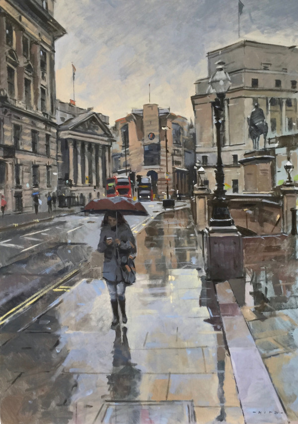 Cornhill towards Mansion House, rain by Andrew Hird