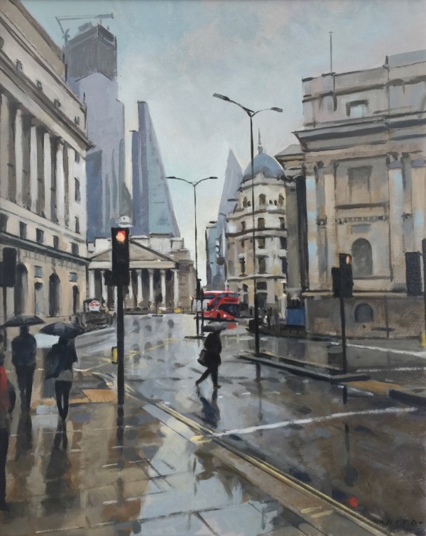 Towards Cornhill and the City, rain by Andrew Hird
