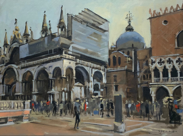 Morning crowds, Piazzetta San Marco by Andrew Hird ARSMA