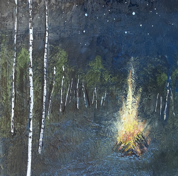 Birches Dancing by Firelight
