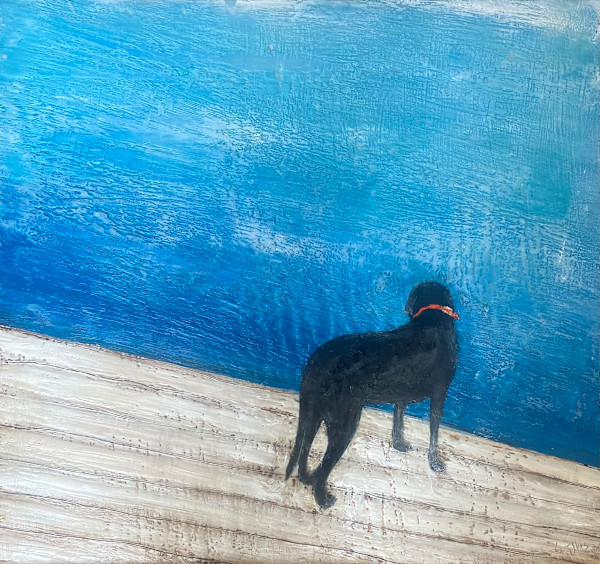 Just a Dog on a Dock Planning his Day by Susan  Wallis