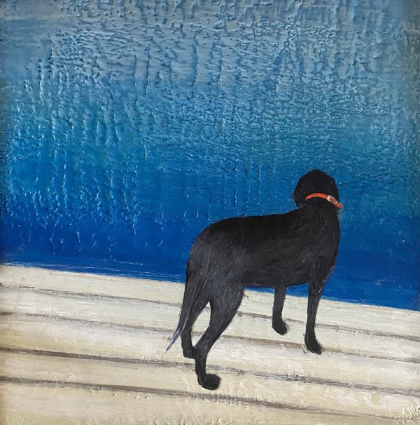 Just a Dog on a Dock by a Lake by Susan  Wallis