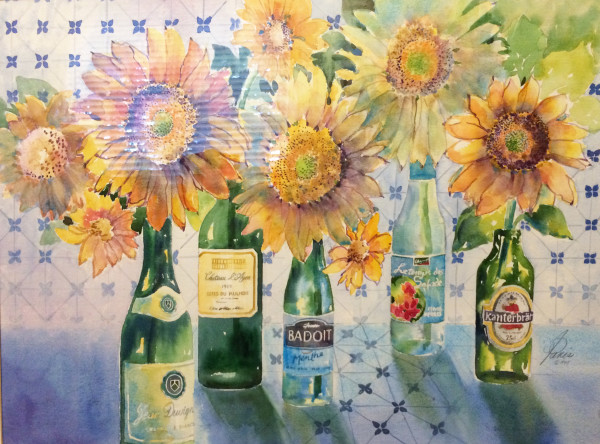 Sunflowers in Bottles by Tanis Bula