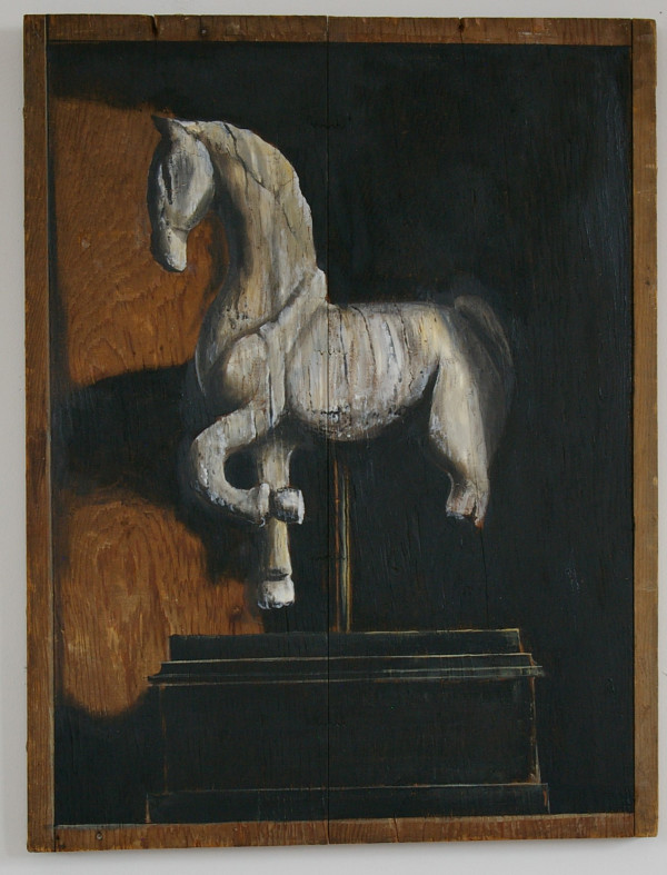 Wooden Horse Statue Painting by J. Scott Ament