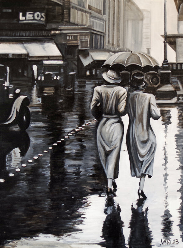 Rainy Day in Paris - 1920 by J. Scott Ament