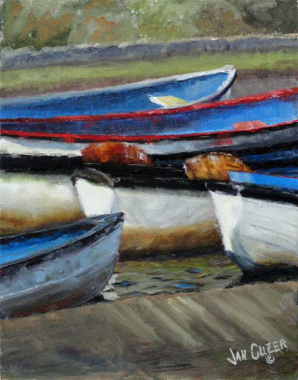 BOATS, BUDE CANAL, CORNWALL by Jan Clizer
