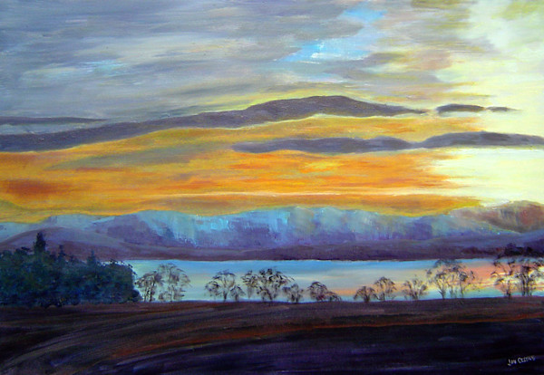 Sunset, Redcastle Estate Fields by Jan Clizer