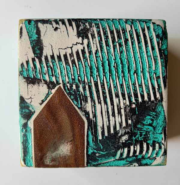 Single House Turquoise Sky Mini-Painting by Brandon Reese