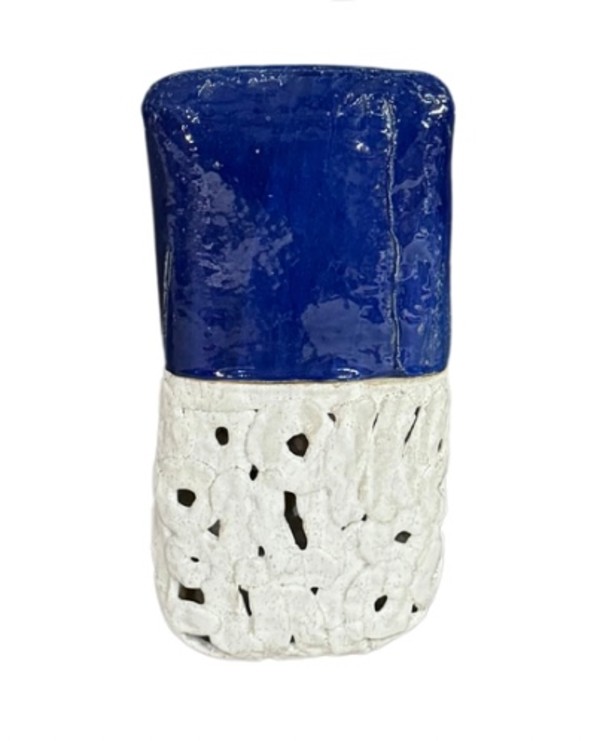 Cobalt and Ivory Pillow 2 by Brandon Reese