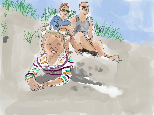 Shore Core - Family On The Sand by Alan Powell