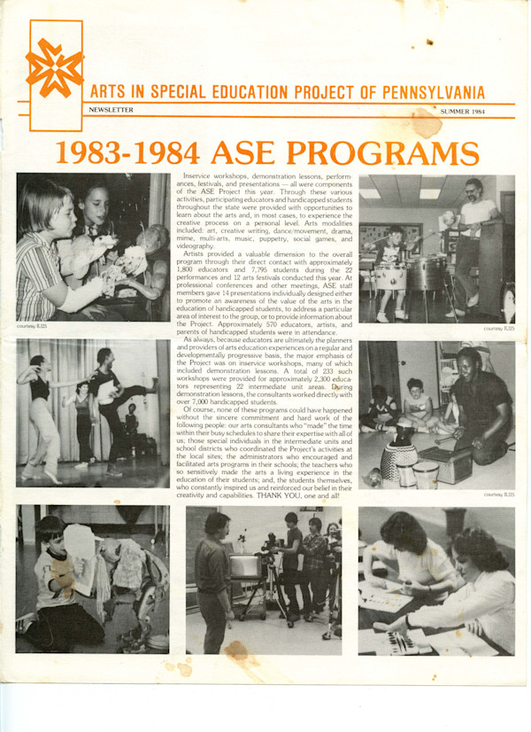 Arts in Special education newsletter- 1984 by Alan Powell, Image 1.