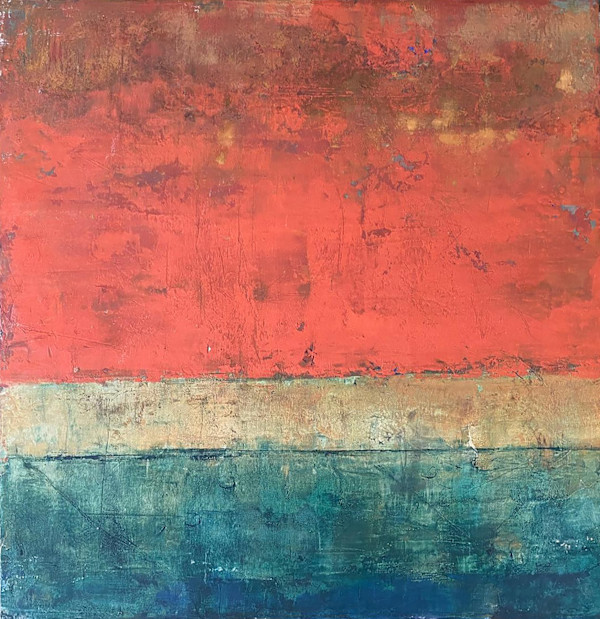 Holiday Show 88 braced panel diptych "Rosso Pompeii l" by Allison B. Cooke