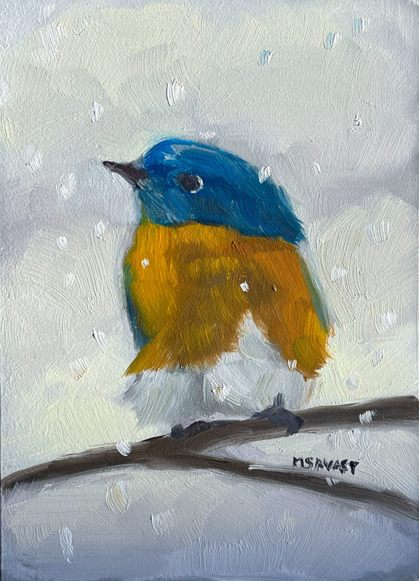 Snowy Bluebird by Michelle Savas Thompson