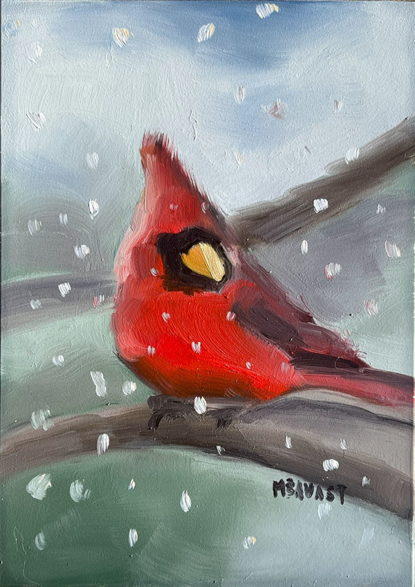 Snowy Cardinal F by Michelle Savas Thompson
