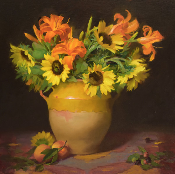 Daylilies and Sunflowers by Elizabeth Robbins