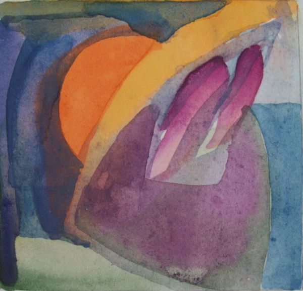 Watercolour Sketch with crocus's colours and semicircle by Gallina Todorova