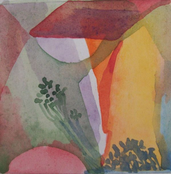 Watercolour Sketch with two semicircles and clover by Gallina Todorova