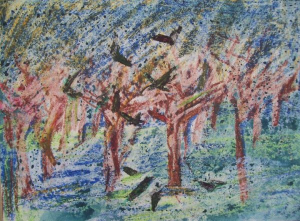 Crows in an orchard by Gallina Todorova