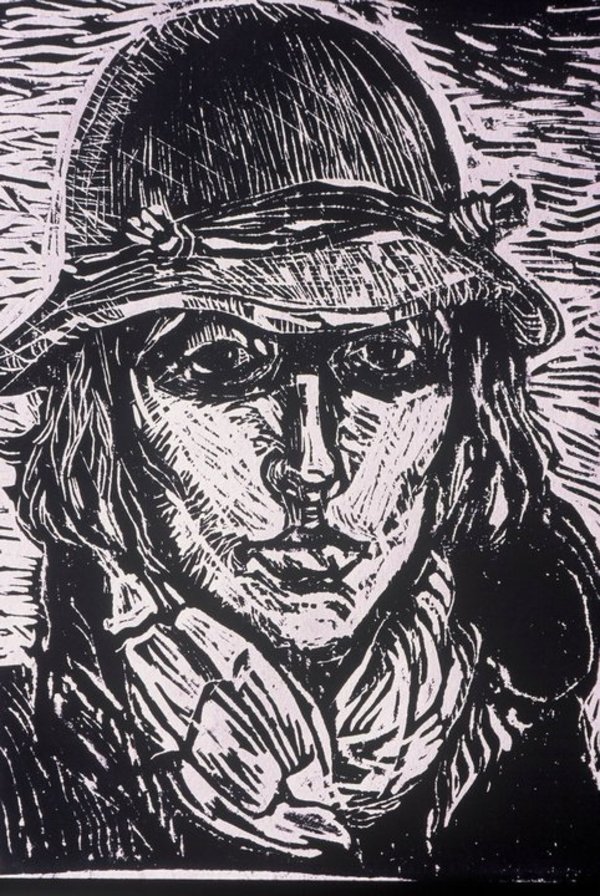 Selfportrait with a hat by Gallina Todorova