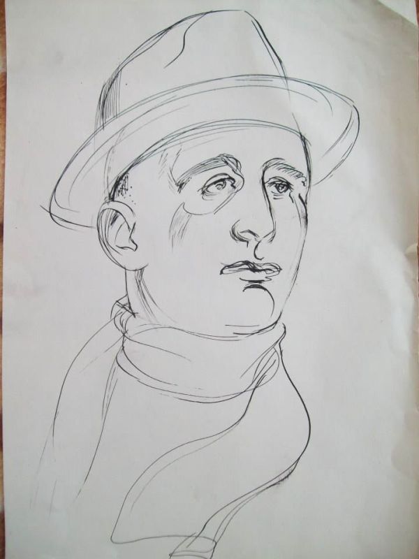 Man with hat and scarf by Gallina Todorova