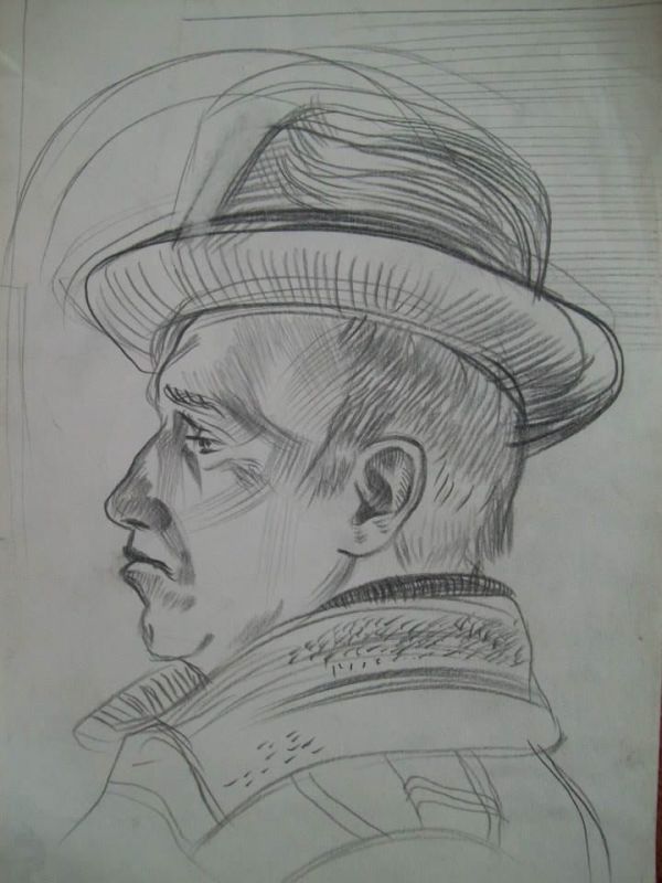 Preliminary drawing for a dry point portrait by Gallina Todorova