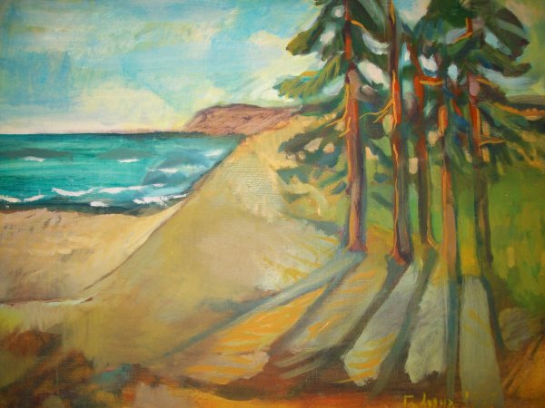 Pine trees by the sea by Gallina Todorova