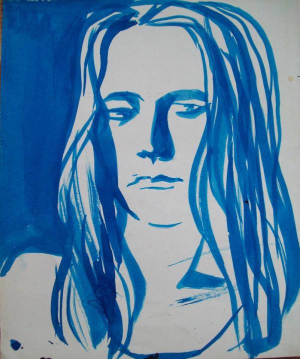 Girl, drawn with blue ink by Gallina Todorova